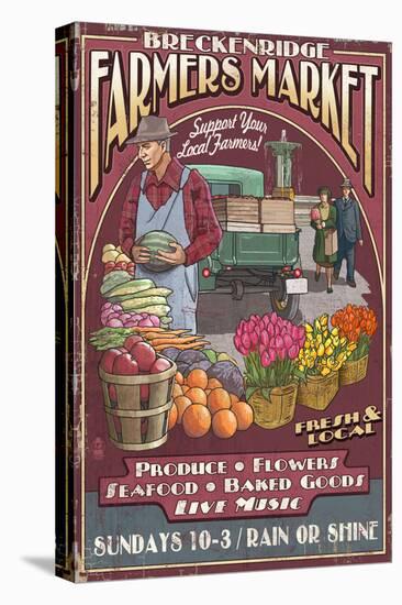 Breckenridge, Colorado - Farmers Market Vintage Sign-Lantern Press-Stretched Canvas