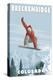 Breckenridge, Colorado - Snowboarder Jumping-Lantern Press-Stretched Canvas