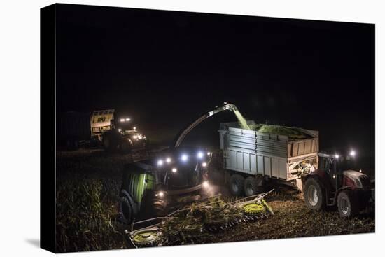 Breuberg, Hesse, Germany, Maize Harvest by Night-Bernd Wittelsbach-Premier Image Canvas