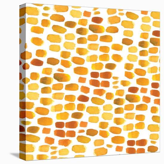 Brick Path-gold    fall colors, watercolor, dabs of color-Robbin Rawlings-Stretched Canvas