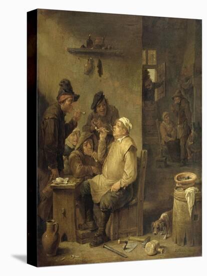 Bricklayer Smoking a Pipe, 1630-60-David Teniers-Stretched Canvas