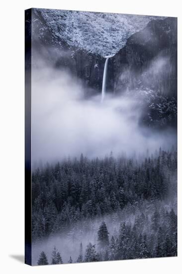 Bridalveil Fall Streams Into The Clouds Of Yosemite Valley-Joe Azure-Stretched Canvas