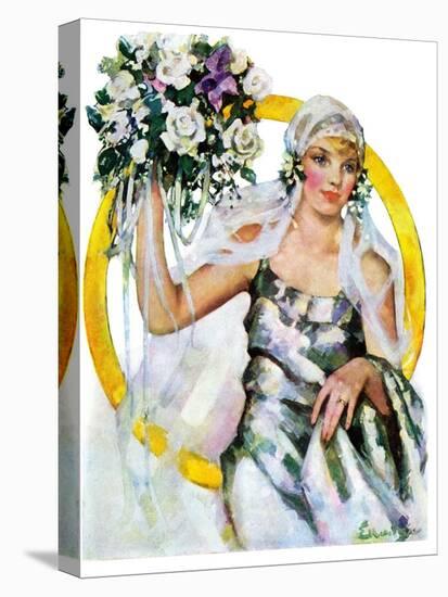 "Bride and Bouquet,"October 13, 1928-Ellen Pyle-Premier Image Canvas