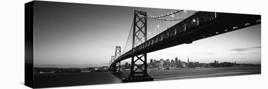 Bridge across a Bay with City Skyline in the Background, Bay Bridge, San Francisco Bay-null-Stretched Canvas