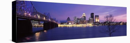 Bridge across a River at Dusk, George Rogers Clark Memorial Bridge, Ohio River, Louisville-null-Premier Image Canvas