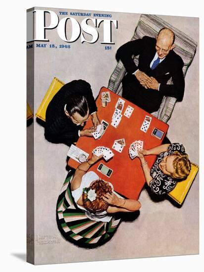 "Bridge Game" or "Playing Cards" Saturday Evening Post Cover, May 15,1948-Norman Rockwell-Premier Image Canvas