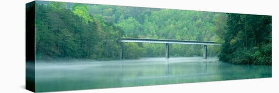 Bridge in Fog, Great Smokey Mountain National Park, North Carolina-null-Stretched Canvas