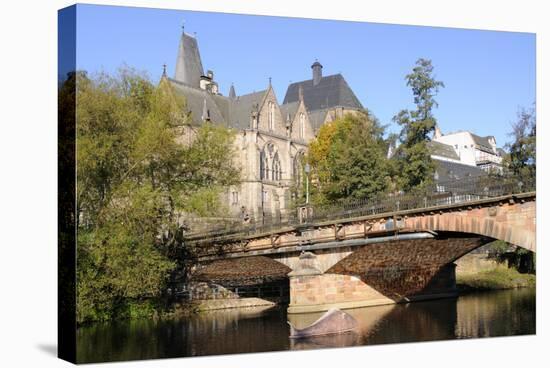Bridge over the Lahn River and Medieval Old University Buildings, Marburg, Hesse, Germany, Europe-Nick Upton-Premier Image Canvas