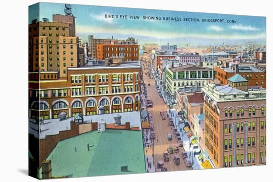 Bridgeport, Connecticut - Aerial View of Business Section of the City-Lantern Press-Stretched Canvas