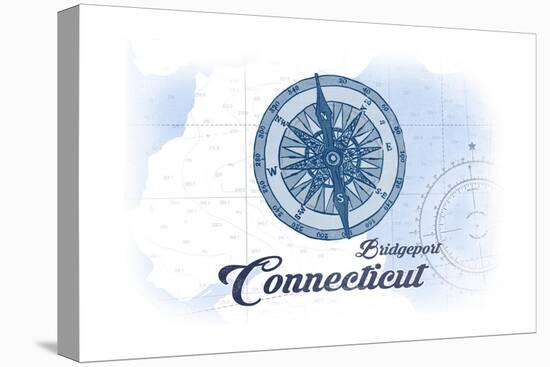 Bridgeport, Connecticut - Compass - Blue - Coastal Icon-Lantern Press-Stretched Canvas