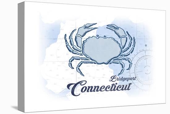 Bridgeport, Connecticut - Crab - Blue - Coastal Icon-Lantern Press-Stretched Canvas
