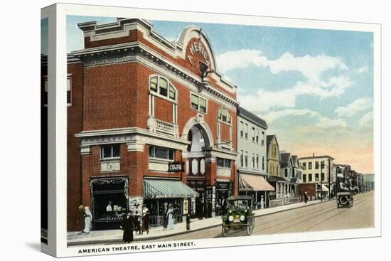 Bridgeport, Connecticut - East Main Street View of the American Theatre-Lantern Press-Stretched Canvas