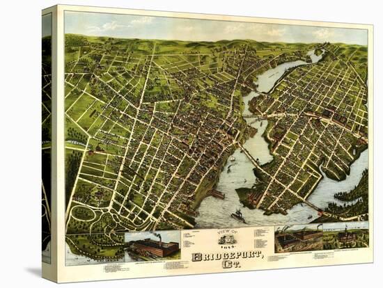 Bridgeport, Connecticut - Panoramic Map-Lantern Press-Stretched Canvas