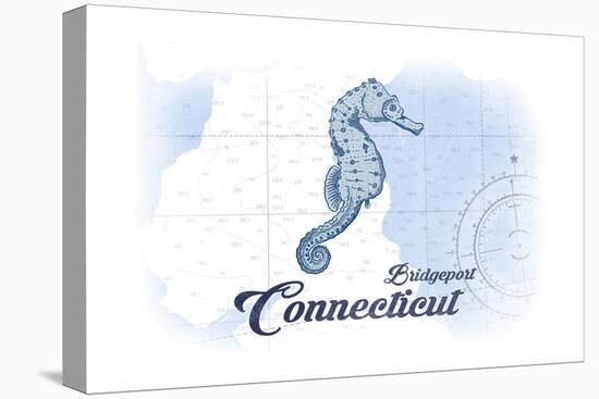 Bridgeport, Connecticut - Seahorse - Blue - Coastal Icon-Lantern Press-Stretched Canvas