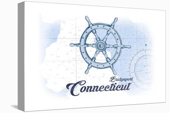 Bridgeport, Connecticut - Ship Wheel - Blue - Coastal Icon-Lantern Press-Stretched Canvas
