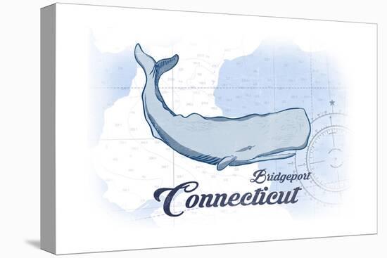 Bridgeport, Connecticut - Whale - Blue - Coastal Icon-Lantern Press-Stretched Canvas