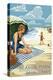 Bridgeport, Connecticut - Woman on the Beach-Lantern Press-Stretched Canvas