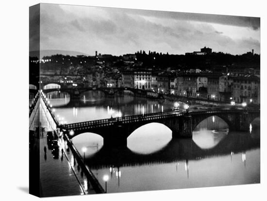 Bridges across the Arno River at Night-Alfred Eisenstaedt-Premier Image Canvas