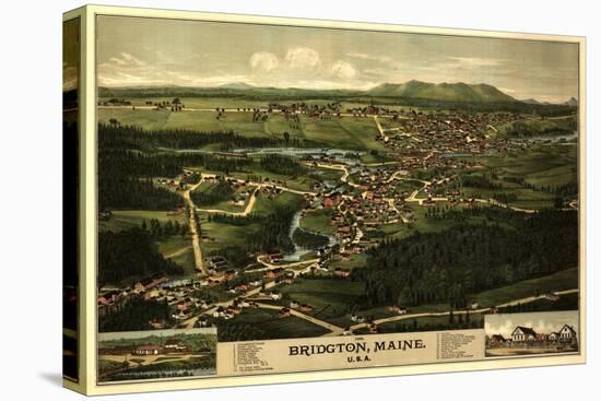 Bridgton, Maine - Panoramic Map-Lantern Press-Stretched Canvas