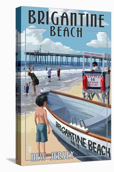 Brigantine Beach, New Jersey - Lifeguard Stand-Lantern Press-Stretched Canvas