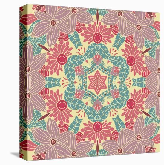 Bright Abstract Vintage Wallpaper in Vector. Mandala Style. Seamless Pattern Can Be Used for Wallpa-smilewithjul-Stretched Canvas