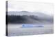 Bright blue iceberg from Mendenhall Glacier, surrounded by mist on Mendenhall Lake, Juneau, Alaska,-Eleanor Scriven-Premier Image Canvas