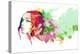 Bright Color Composition with Female Face and Flowers-A Frants-Stretched Canvas