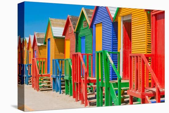 Bright Crayon-Colored Beach Huts at St James, False Bay on Indian Ocean, outside of Cape Town, S...-null-Premier Image Canvas