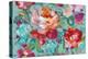 Bright Floral Medley Crop Turquoise-Danhui Nai-Stretched Canvas