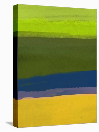 Bright Green and Yellow Abstract-Hallie Clausen-Stretched Canvas