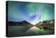 Bright night sky with Aurora Borealis (Northern Lights) over mountains and Skagsanden beach-Roberto Moiola-Premier Image Canvas