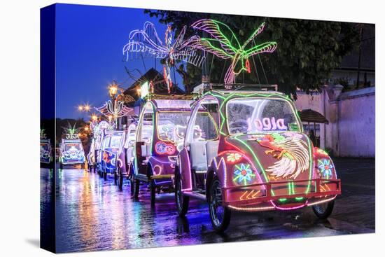 Brightly Coloured Illuminated Pedal Cars in Yogyakarta City, Java, Indonesia, Southeast Asia, Asia-Alex Robinson-Premier Image Canvas