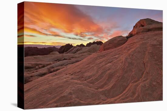 Brilliant Orange Clouds at Sunrise over Sandstone, Valley of Fire State Park, Nevada-James Hager-Premier Image Canvas