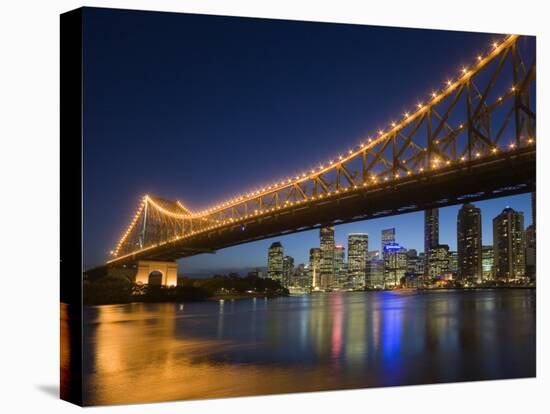 Brisbane City Skyline at Dusk, Queensland, Story Bridge Illuminated, Brisbane River, Australia-Andrew Watson-Premier Image Canvas