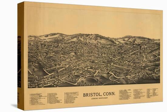 Bristol, Connecticut - Panoramic Map-Lantern Press-Stretched Canvas