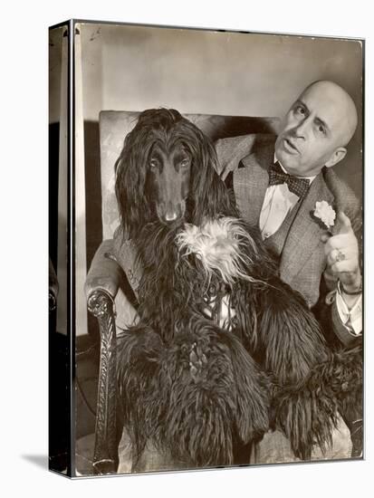 Britain's Top Journalist Vladimir Poliakoff aka "Augur," Posing with His Beloved Afghan Hound-Margaret Bourke-White-Premier Image Canvas