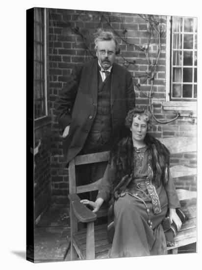 British Author G. K. Chesterton and His Wife Outdoors, in Portrait-Emil Otto Hoppé-Premier Image Canvas