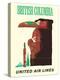 British Columbia - United Air Lines - Northwest Totem Pole - Vintage Airline Travel Poster, 1960s-Pacifica Island Art-Stretched Canvas