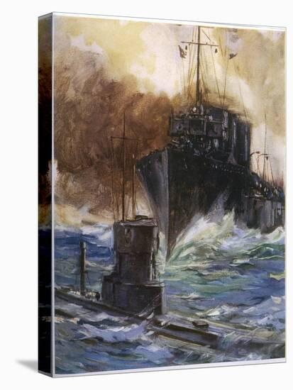 British Destroyer "Badger" Rams and Damages a U-Boat off the Dutch Coast-Cyrus Cuneo-Premier Image Canvas