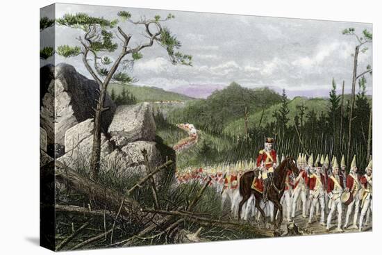 British General Braddock Marching to Fort Duquesne in the French and Indian War, c.1755-null-Premier Image Canvas