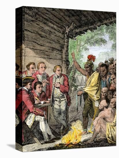 British General Henry Bouquet's Council with the Native Americans during Pontiac's War, c.1763-null-Premier Image Canvas