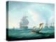 British Men-O'-War and a Hulk in a Swell, a Sailing Boat in the Foreground-Thomas Buttersworth-Premier Image Canvas