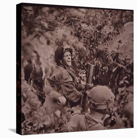 British Paratroopers Bombard German Positions with Mortars, Battle of Arnhem, 1944 (B/W Photo)-English-Premier Image Canvas