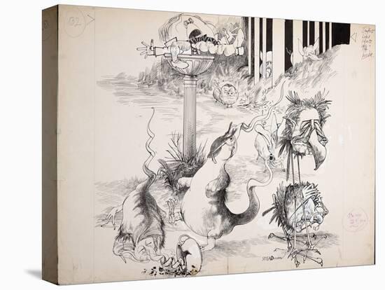 British Politics 1970s (ink on paper)-Ralph Steadman-Premier Image Canvas