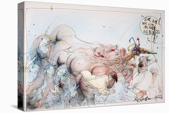 British Politics 1990s, Look Out! Here comes another election, 1997 (ink and acrylic on paper)-Ralph Steadman-Premier Image Canvas