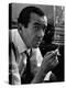 Broadcast Journalist Edward R. Murrow Smoking Cigarette-Lisa Larsen-Premier Image Canvas