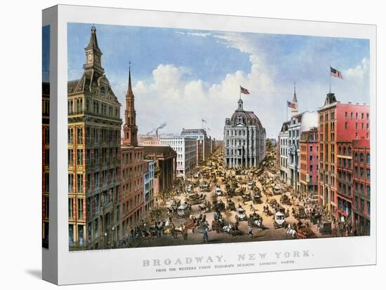 Broadway, NYC, 1875-Currier & Ives-Premier Image Canvas