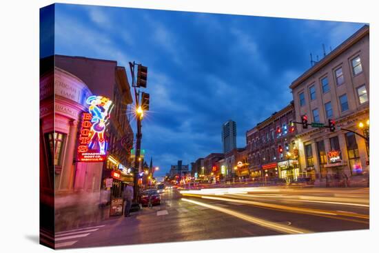 Broadway Street at Dusk in Downtown Nashville, Tennessee, USA-Chuck Haney-Premier Image Canvas