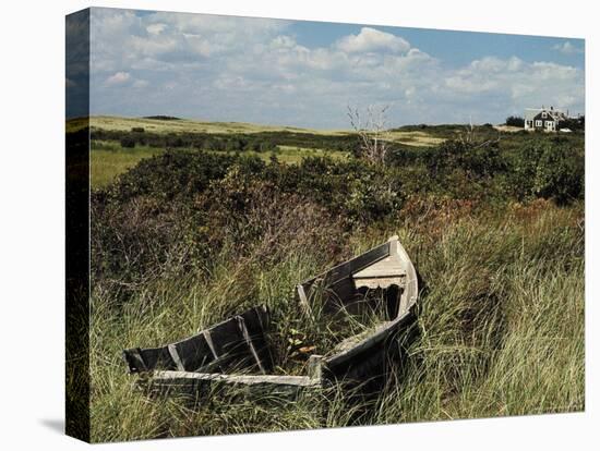 Broken Old Rowboat Cushioned in Tall Wild Grass, with a View of a House in Distance-Alfred Eisenstaedt-Premier Image Canvas