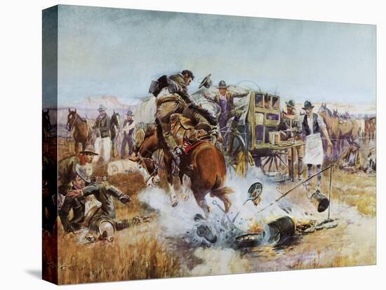 Bronc to Breakfast-Charles Marion Russell-Stretched Canvas